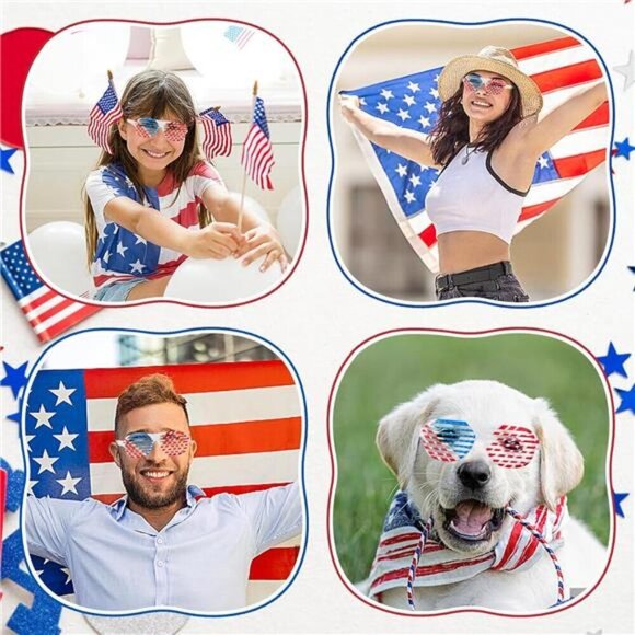 Memorial Day 4th of July Shutter  Glasses 12 Pack, Red White & Blue American - Picture 3 of 8